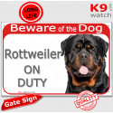 Red Portal Sign "Beware of the Dog, Rottweiler on duty" 24 cm