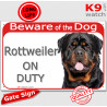 Red portal Sign red "Beware of the Dog, Extra-Large Rottweiler on duty" Gate plate, door panel portal placard Rottie Rott photo 