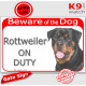 Red portal Sign red "Beware of the Dog, Rottweiler on duty" Gate plate, door panel portal placard Rottie Rott photo notice