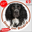 Münsterländer, car circle sticker "Dog on board" 14 cm
