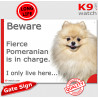 Funny Sign "Beware of the Dog, fierce Pomeranian is in charge !" 24 cm