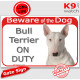 Red Portal Sign "Beware of the Dog English Bull Terrier on duty" 24 cm