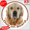 Golden Retriever, car circle sticker "Dog on board" 14 cm