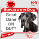 Red Portal Sign "Beware of the Dog, Great Dane on duty" 24 cm