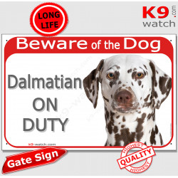 Red Portal Sign "Beware of the Dog, Dalmatian on duty" 24 cm