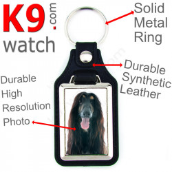 Vegan leather key ring, photo Black and Tan Afghan Hound