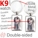 Metal key ring, double-sided photo Afghan Hound