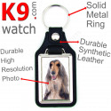 Vegan leather key ring, photo Tricolor Afghan Hound
