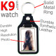 Vegan leather key ring, photo red black mask Afghan Hound