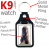 Vegan leather key ring, photo red black mask Afghan Hound
