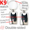 Double-sided metal key ring with photo American Akita, metal key ring gift idea; double faced key holder métallique Akita usa