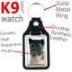 Vegan leather key ring and metal holder, with the photo of your American Akita, key ring gift idea Akita usa