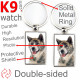 Double-sided metal key ring with photo Brindle Japanese Akita Inu, metal key ring gift idea; double faced key holder metallic