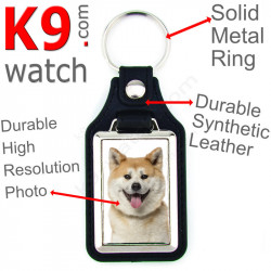 Vegan leather key ring, photo Fawn Japanese Akita Inu