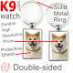 Double-sided metal key ring with photo Fawn Japanese Akita Inu, metal key ring gift idea; double faced key holder metallic