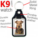 Vegan leather key ring, photo Airedale Terrier