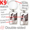 Metal key ring, double-sided photo Amstaff blue grey