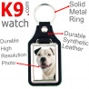 Vegan leather key ring and metal holder, with the photo of your Amstaff white & black, key ring gift idea staff american