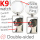 Double-sided metal key ring with photo black & white Amstaff, metal key ring gift idea, double faced key holder metallic Staff