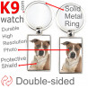 Double-sided metal key ring with photo fawn & white Amstaff, metal key ring gift idea, double faced key holder metallic Staff