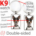 Metal key ring, double-sided photo tricolor Basenji