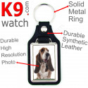 Vegan leather key ring, photo Basset Hound