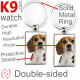 Double-sided metal key ring with photo Tricolor English Beagle, metal key ring gift idea; double faced key holder metallic