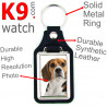 Vegan leather key ring, photo Tricolor Beagle