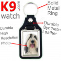 Vegan leather key ring, photo Bearded Collie