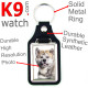 Vegan leather key ring and metal holder, with the photo of your Brindle Japanese Akita Inu, key ring gift idea