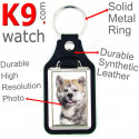 Vegan leather key ring, photo Brindle Japanese Akita Inu