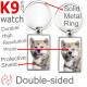 Metal key ring, double-sided photo Brindle Japanese Akita Inu