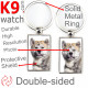 Double-sided metal key ring with photo Brindle Japanese Akita Inu, metal key ring gift idea; double faced key holder metallic