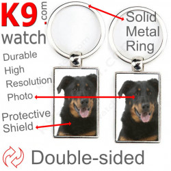 Metal key ring, double-sided photo Beauceron