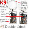 Double-sided metal key ring with photo Harlequin Beauceron, metal key ring gift idea double faced key holder metallic Blue merle