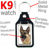 Vegan leather key ring and metal holder, with the photo of your shorthaired grey German Shepherd, key ring gift idea