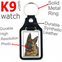 Vegan leather key ring, photo German Shepherd