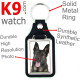 Vegan leather key ring and metal holder, with the photo of your shorthaired grey German Shepherd, key ring gift idea