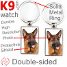 Metal key ring, double-sided photo German Shepherd