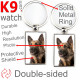 Double-sided metal key ring with photo medium-haired black and tan German Shepherd, gift idea, double faced key holder metallic