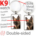 Metal key ring, double-sided photo German Shepherd