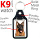 Vegan leather key ring, photo German Shepherd