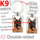 Double-sided metal key ring with photo long-haired black and tan German Shepherd, gift idea, double faced key holder metallic