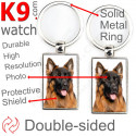 Metal key ring, double-sided photo German Shepherd