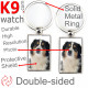 Double-sided metal key ring with photo Black Tricolor Australian Shepherd, gift idea; double faced holder metallic Aussie