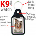 Vegan leather key ring, photo Australian Shepherd