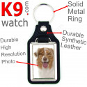 Vegan leather key ring, photo Australian Shepherd