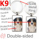 Double-sided metal key ring with photo Blue merle Australian Shepherd, gift idea; double faced holder metallic Aussie