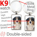 Metal key ring, double-sided photo Australian Shepherd