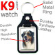 Vegan leather key ring and metal holder, with the photo of your Blue Merle Australian Shepherd, ring gift idea Aussie